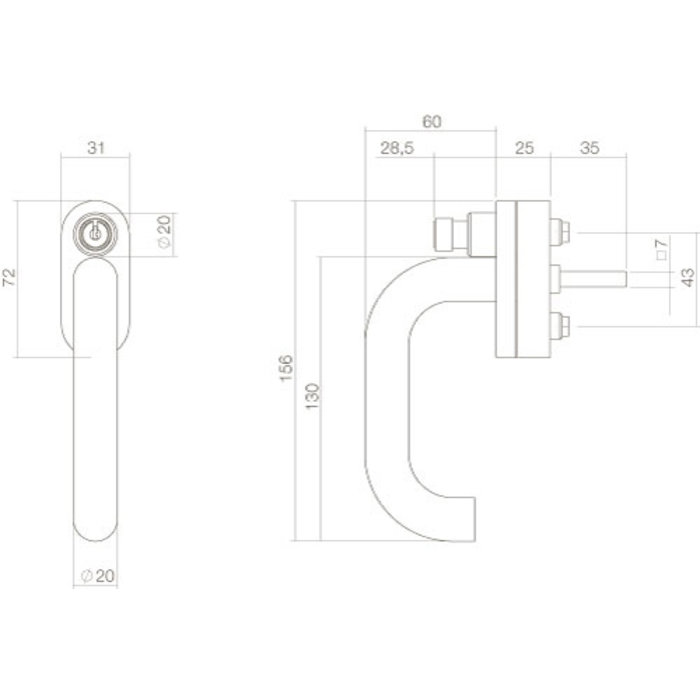 Intersteel Intersteel Raamkruk rond afsluitbaar SKG** RVS geborsteld