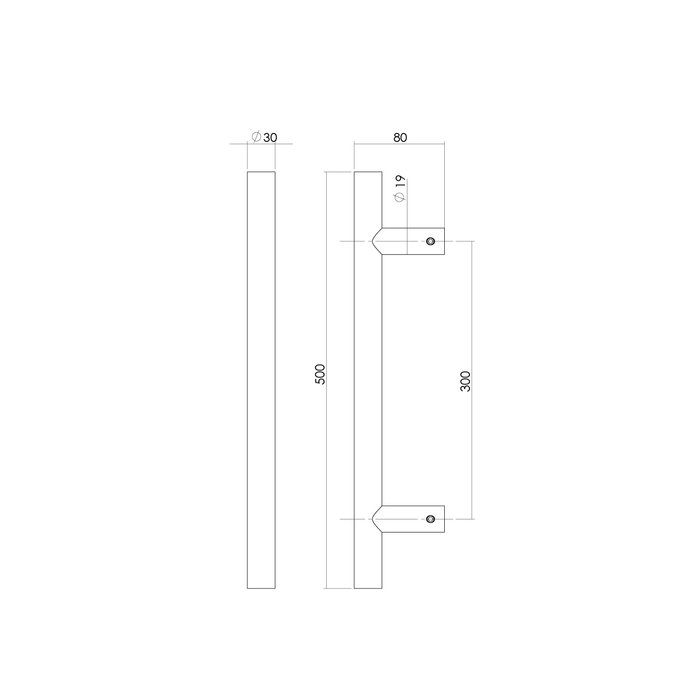 Intersteel Paar RVS deurgrepen T 30/300/500 geborsteld