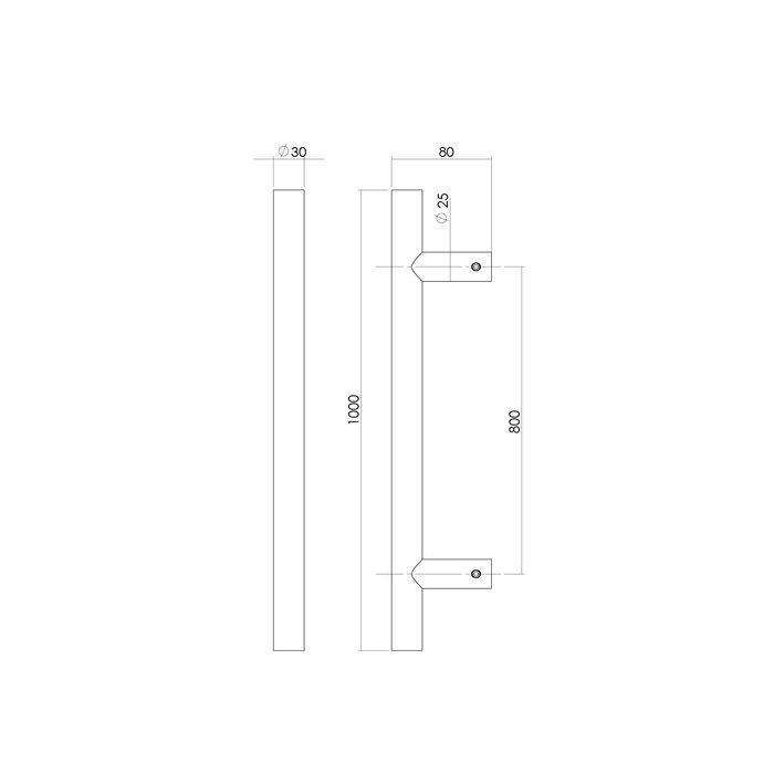 Intersteel Türgriff T 30/800/1000 mm Edelstahl gebürstet einseitig