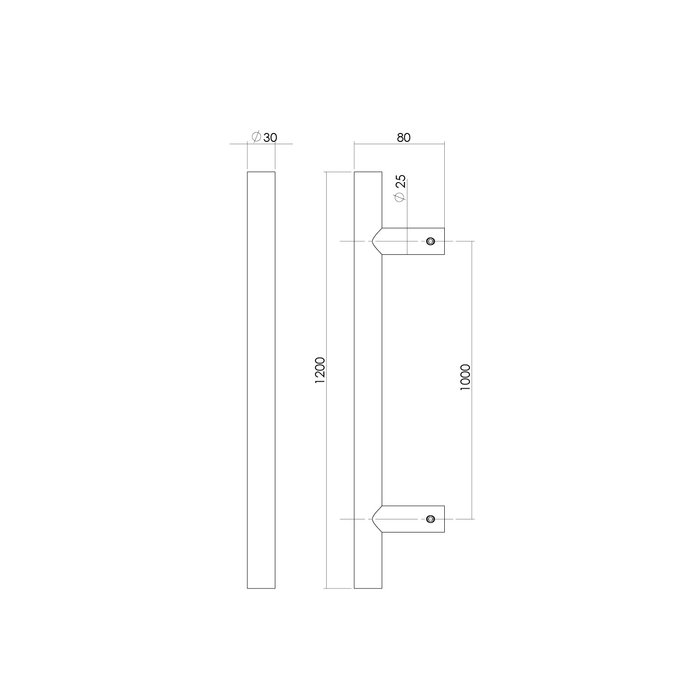 Intersteel Deurgreep T 30/1000/1200 mm RVS geborsteld éénzijdige bevestiging