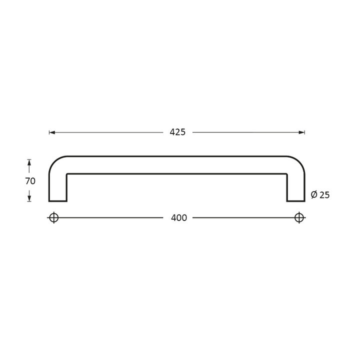 Intersteel Paar Edelstahl-Türgriffe U-25/400 mm gebürstet
