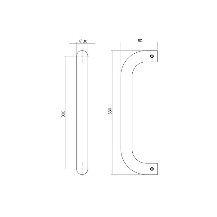 Intersteel Edelstahl-Türgriff U-30/300 einseitige Montage