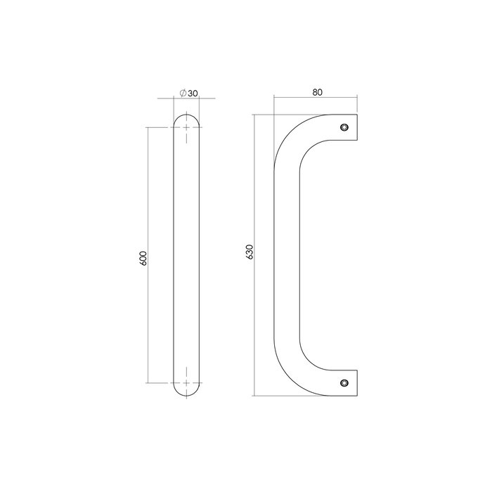 Intersteel Edelstahl-Türgriff U-30/600 einseitige Montage