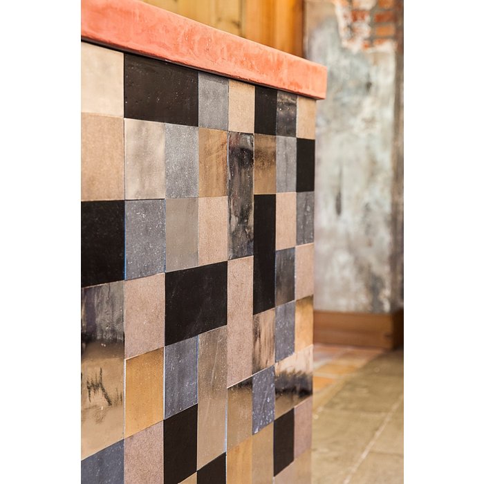 Dauby Quadratische Fliese Pure®Tiles "Sandguss" Eisen-Schwarz gealtert (VO) 10 x 10 cm