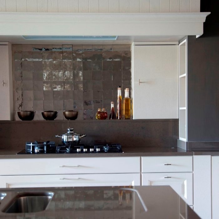 Dauby Rechthoekige tegel Pure®Tiles "sandcasted" verouderd ijzer - zwart (VO) 10 x 20 cm