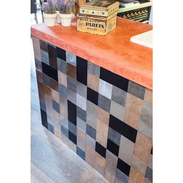 Dauby Rectangular tile Pure®Tiles "sandcasted" aged iron - black (VO) 10 x 20 cm