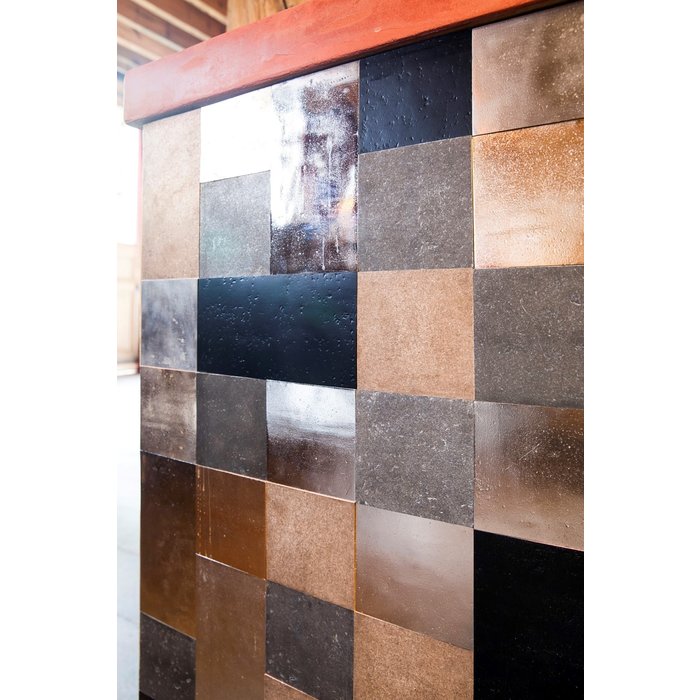 Dauby Vierkante tegel Pure®Tiles "sandcasted" mat wit brons (WBS) 10 x 10 cm