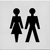 Intersteel RVS geborsteld pictogram dames- en herentoilet zelfklevend vierkant - Ø76mm