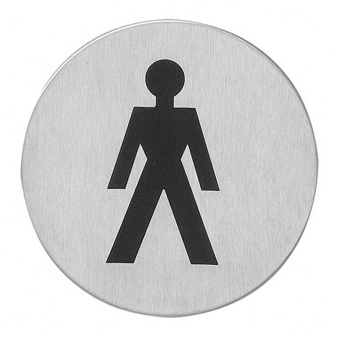Intersteel Intersteel Piktogramm Herrentoilette selbstklebend rund Edelstahl gebürstet - Ø76mm