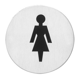 Intersteel Stainless steel brushed pictogram powder room self-adhesive round - Ø76mm