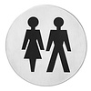 Intersteel RVS geborsteld pictogram dames- en herentoilet zelfklevend rond - Ø76mm