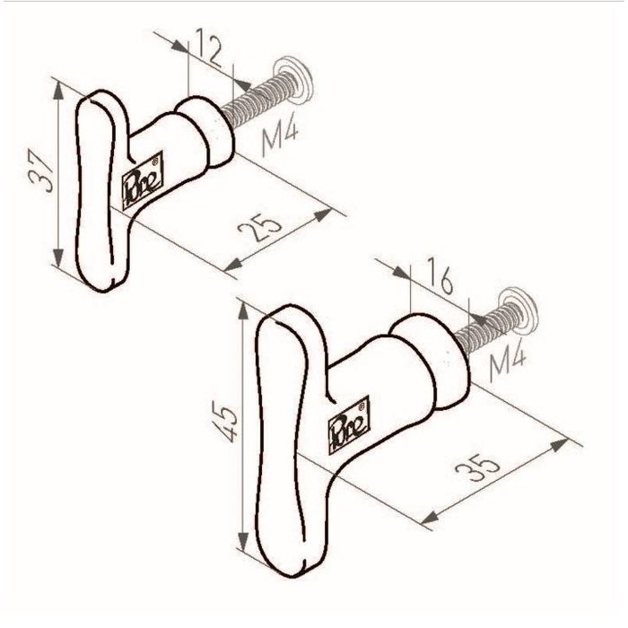 Dauby Furniture handle raw metal PBU-45mm (RM)