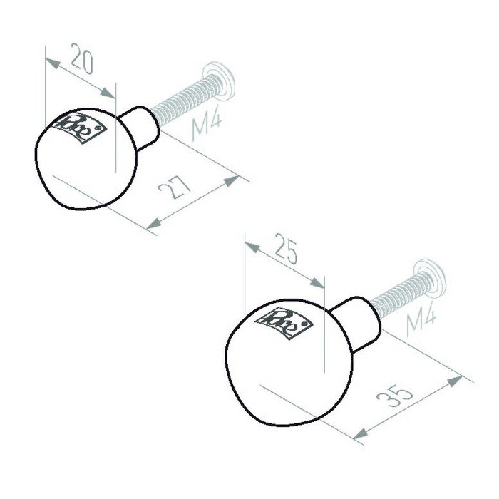 Dauby Furniture knob PT-25 raw metal (RM)