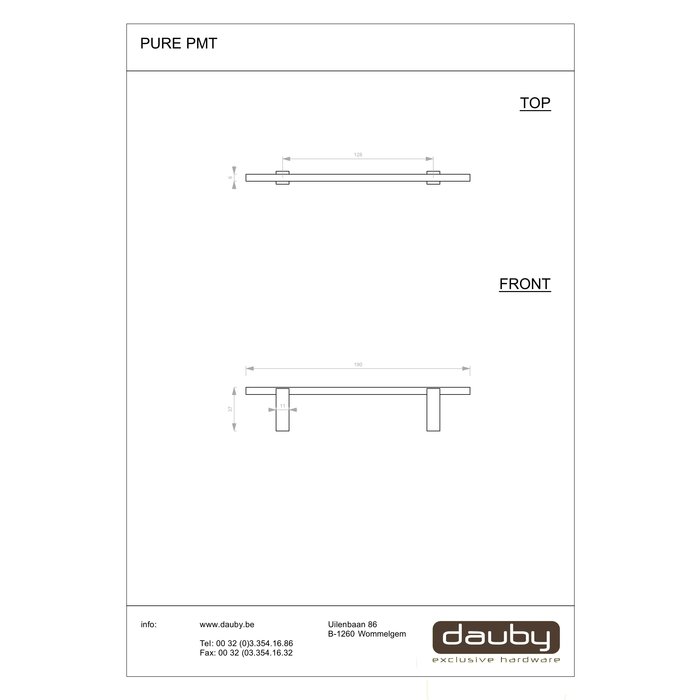 Dauby Furniture handle PMT -128 raw polished bronze (RBP)