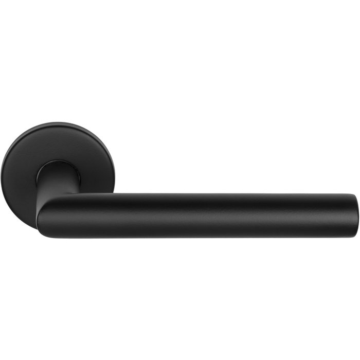 Formani Black door handles Basics LBII-19 sprung on round rosette black without key plates