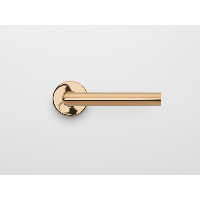 Formani Door handle Basics LBII-19 sprung on round rosette PVD polished copper without key plates