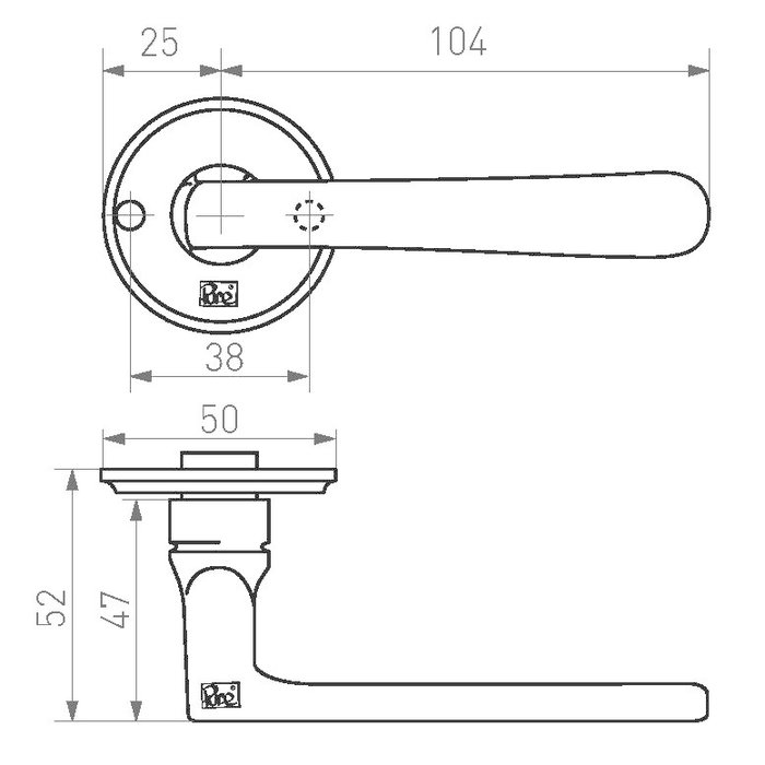 Dauby Door handles PHL”L+L” /50 matt white bronze (WBS) without BB