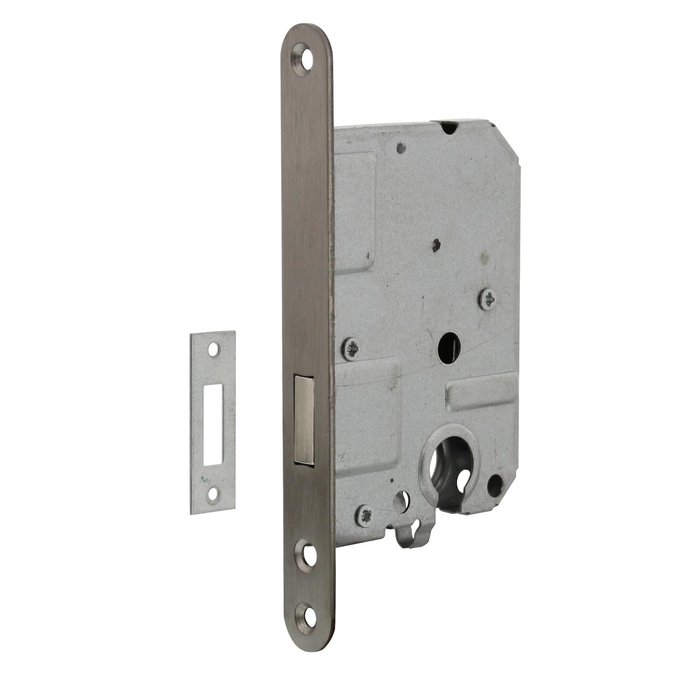 Intersteel Stainless steel housing cylinder cabinet lock 55 mm brushed 174 x 20 mm-Mandrel 50 mm