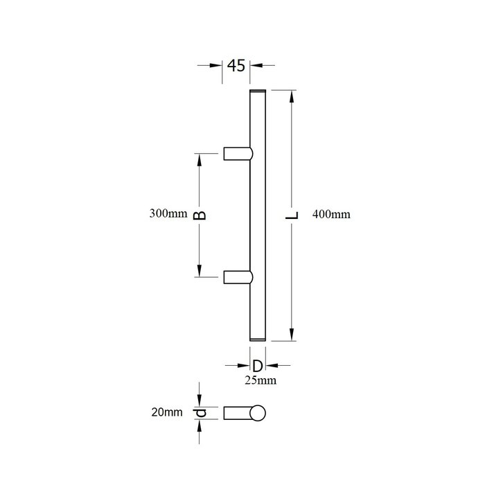 RVS Saunagrepen 25/300/400 - RVS / eik