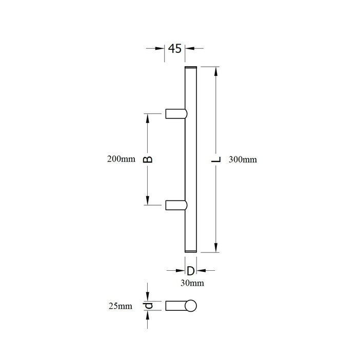 RVS Saunagrepen 30/200/300 - RVS / eik