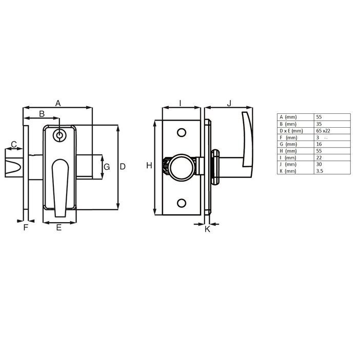 Dulimex Black insert bolt with striker plate length 55 mm