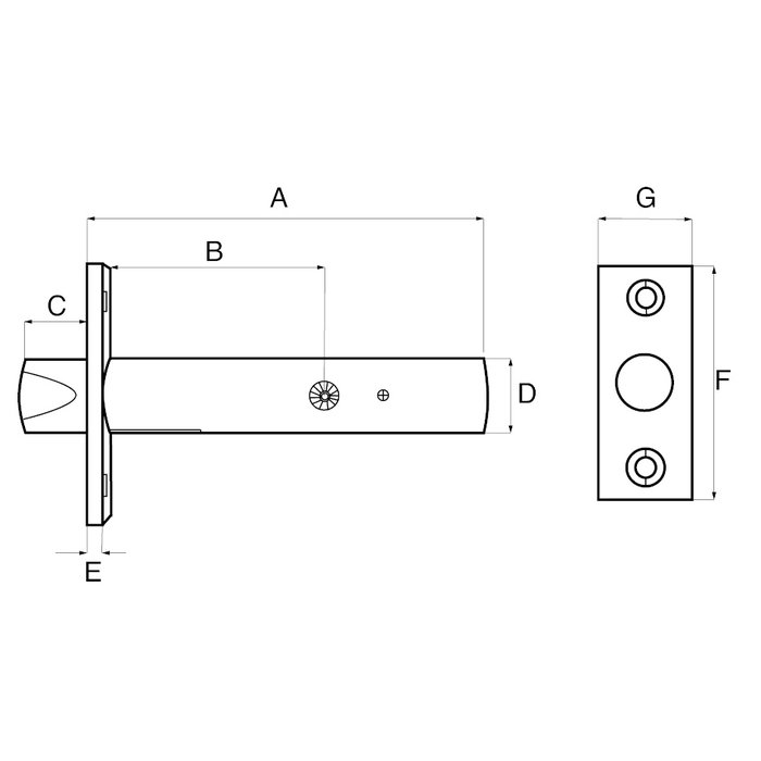Dulimex Mortise bolt with star key & lock pot length 45 mm silver-grey