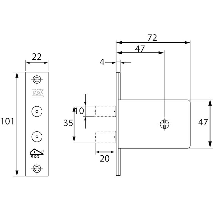 Dulimex Mortise side lock DX SKG**®