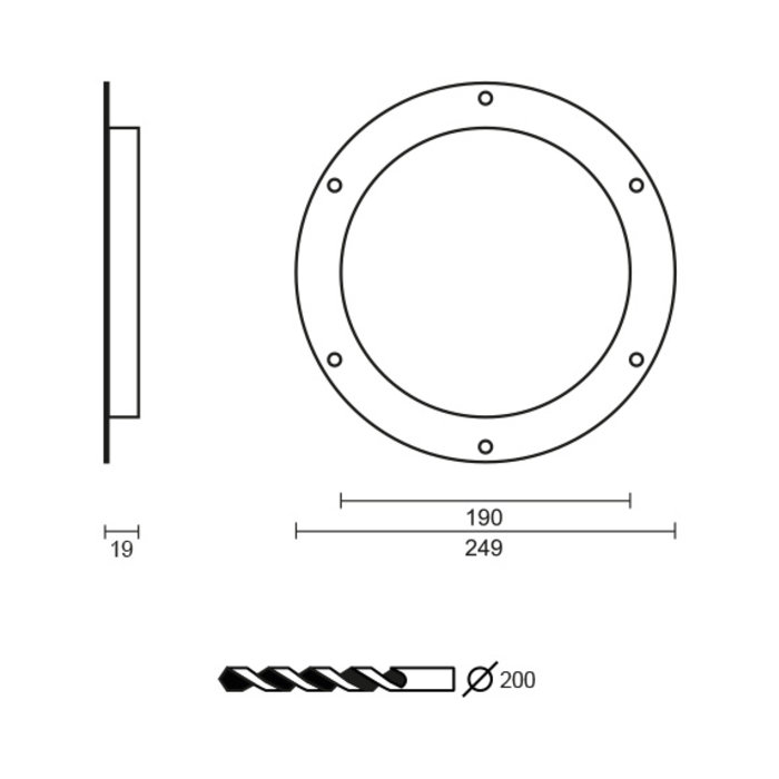 HDD Hublot rond 190 mm inox plus avec vis brevetées