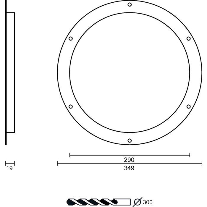 HDD Rundes Bullauge 290mm Edelstahl plus