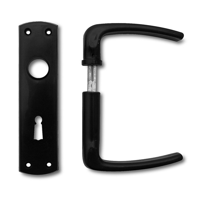 Dulimex Gate lock 55/65 BB galvanized with fur beard key + black gate fitting