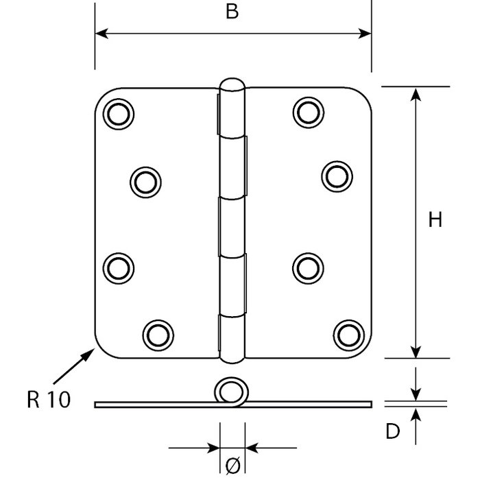 Dulimex Charnière en acier avec axe libre 89x 89 x 2,4 mm galvanisé