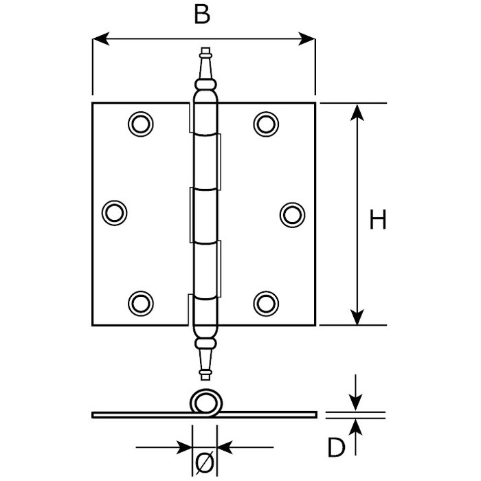Dulimex Vase head hinge 76 x 76 x 2.0 mm bronze