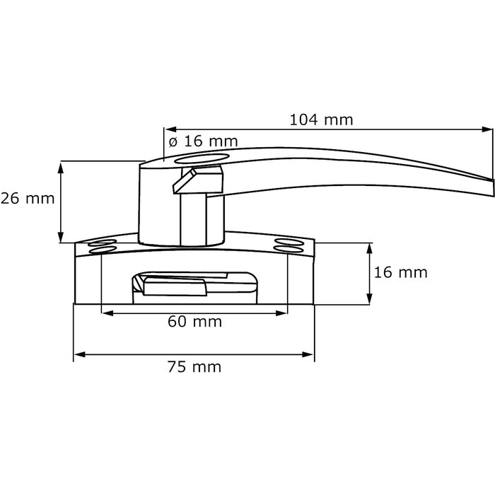 Dulimex Arbre de fenêtre inox zamac gauche avec bouton poussoir