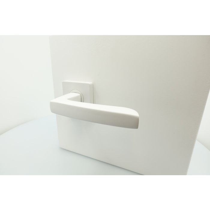 Intersteel Door handle MINOS on square rosette 55x55x10mm with cams - white