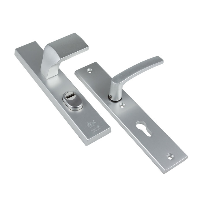 Dulimex Ensemble de porte d'entrée F1 en aluminium SKG***, bouton fixe droit/poignée de porte