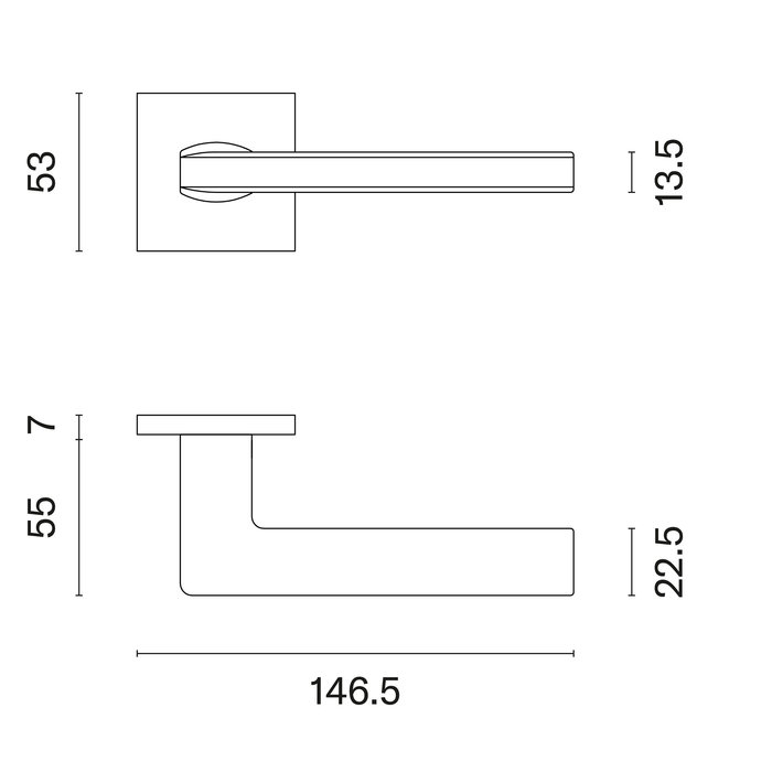 Aprile White solid Aprile door handles PYROLA square 53x53x7 mm
