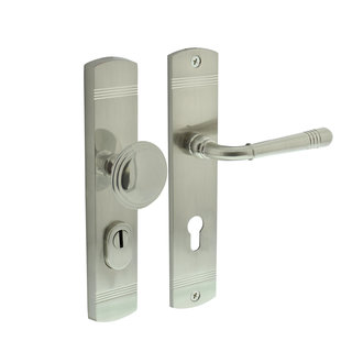 Intersteel Front door fitting Helena on shield Nickel matt