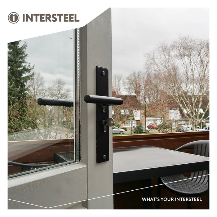 Intersteel Intersteel Rechteckiger Sicherheitsbeschlag mit Kernziehschutz, Profilzylinderloch, mattschwarz