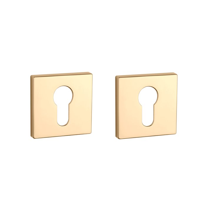 Aprile Pair of Aprile cylinder plates RT square 52x52x7mm Gold polished
