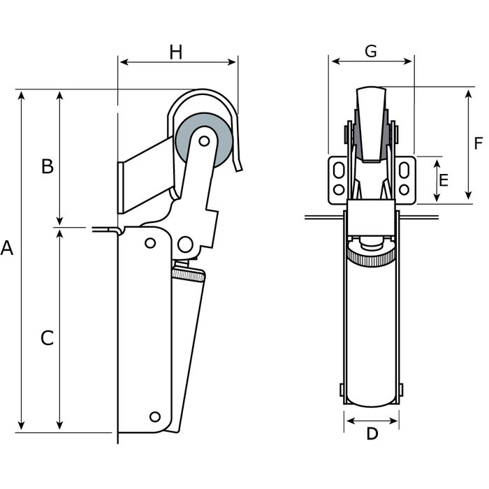Dulimex Gâche de porte gris argent avec vitesse de fermeture réglable, taille 3