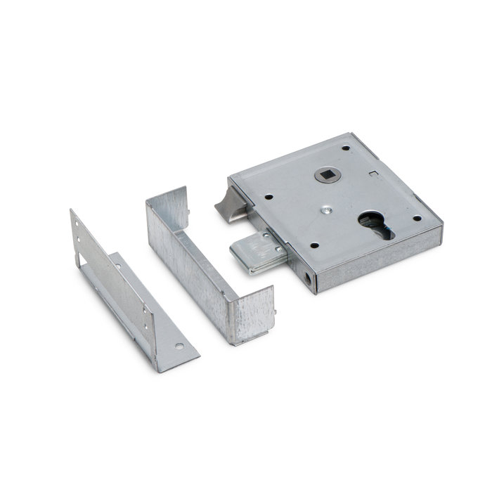 Dulimex Gate lock 55/65 PZ galvanized with black gate fitting for profile cylinder