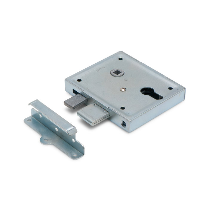 Dulimex Gate lock with lifting bolt 55/65 PZ galvanized for profile cylinder + black gate fitting