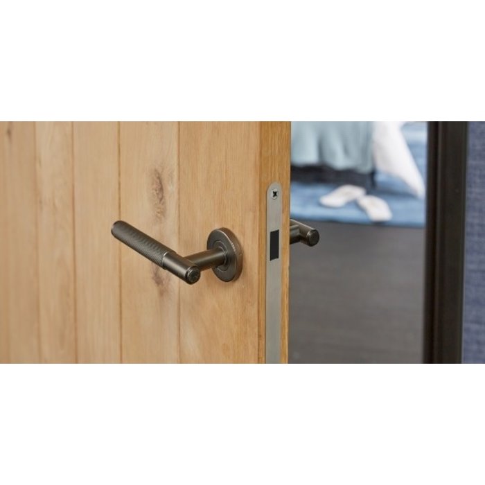 Intersteel Intersteel Door handle Rombo on round rosette Ø53x8 mm anthracite gray