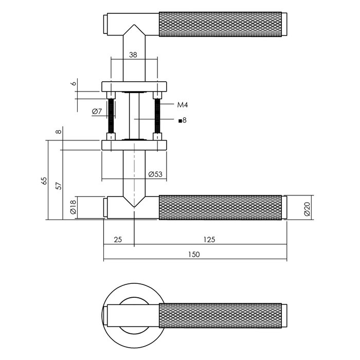 Intersteel Intersteel Türgriff Rombo auf runder Rosette Ø53x8 mm anthrazitgrau