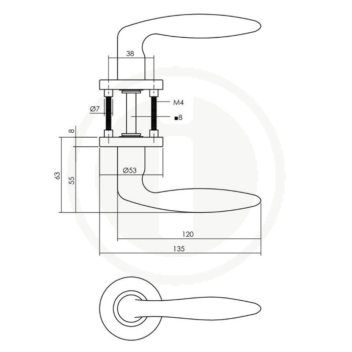 Intersteel Intersteel Jupiter Türgriff auf runder Rosette Ø53x8 mm Anthrazitgrau