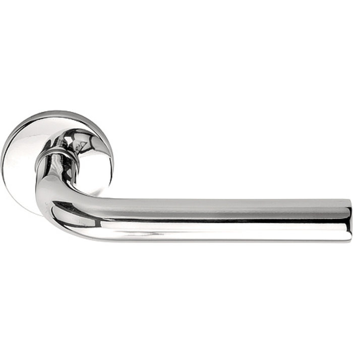 Formani Door handles Basics LBIII-19 sprung on round rosette polished stainless steel without key plates