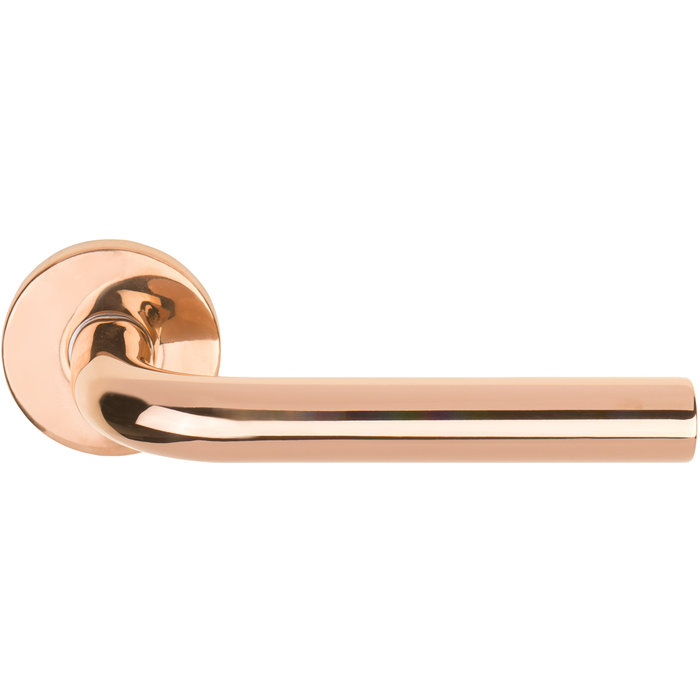 Formani Door handles Basics LBIII-19 sprung on round rosette PVD polished copper