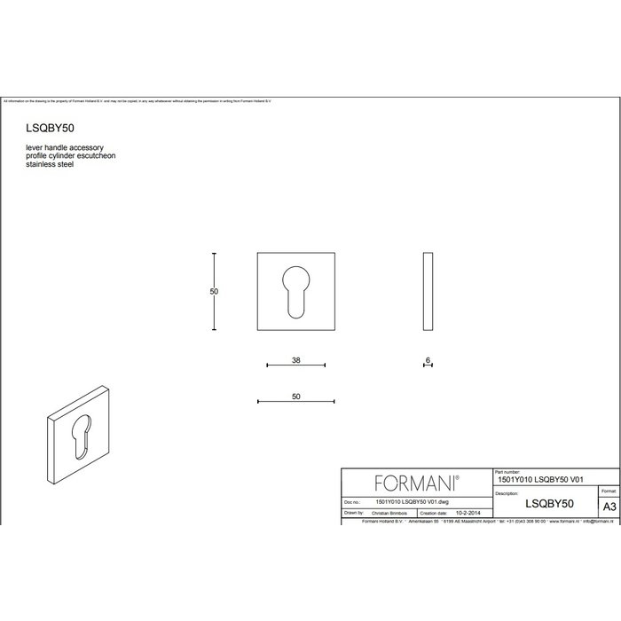 Formani 1 Plaque cylindrique carrée LSQBY50 noire mate