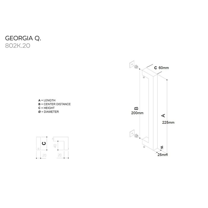 Fimet RVS deurgrepen Georgia 22/200/225mm paar voor glazen en houten deur
