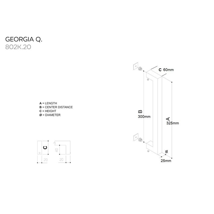 Fimet RVS deurgrepen Georgia 25/600/625mm paar voor glazen en houten deur